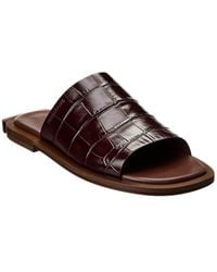 Ferragamo - Damien Croc-embossed Leather Sandal - Lyst