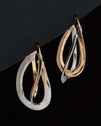 Italian Gold - 14k Two-tone Knife Edge Hoops - Lyst