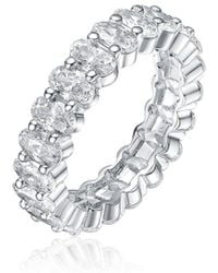 Genevive Jewelry - Rhodium Plated Cz Eternity Ring - Lyst