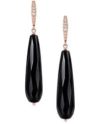 Liv Oliver - 18K Rose Plated 50.00 Ct. Tw. Onyx Cz Earrings - Lyst