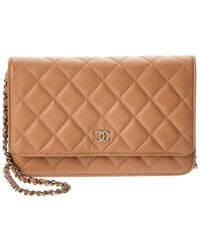 CHANEL - Beige Quilted Caviar Leather Wallet On Chain (authentic Pre-loved) - Lyst