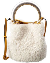 Marni Pannier Shearling Bucket Bag - White