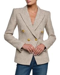 L'Agence - Kyomi Double Breasted Wool-Blend Blazer - Lyst