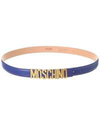 Moschino - Logo Lettering Buckle Leather Belt - Lyst