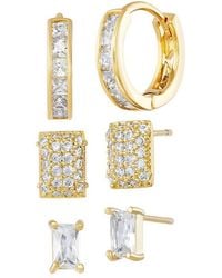 Savvy Cie - 14K Plated Cz Stud-Hoop Earrings - Lyst
