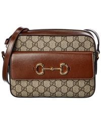 Gucci - Horsebit 1955 Small GG Supreme Canvas & Leather Shoulder Bag - Lyst