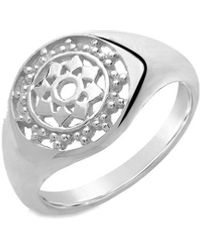 Sterling Forever - Silver Pinwheel Signet Ring - Lyst