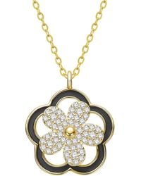 Rachel Glauber - 14K Plated Cz Flower Necklace - Lyst
