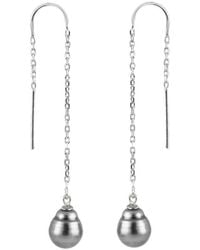Splendid - Silver 9-10mm Tahitian Pearl Earrings - Lyst