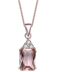 Genevive Jewelry - 14k Rose Gold Vermeil Cz Necklace - Lyst