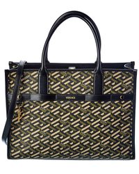 Versace La Greca Signature Coated Canvas & Leather Bucket Bag in 