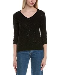 Sofiacashmere - Sequin Deep V Wool & Cashmere-Blend Sweater - Lyst