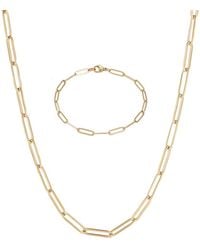 Adornia - 18K Plated Stainless Steel Tarnish-Resistant Paperclip Bracelet & Necklace Set - Lyst