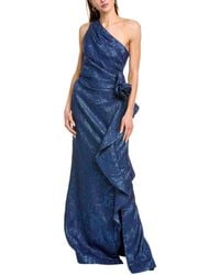 Teri Jon - Jacquard One-Shoulder Gown - Lyst