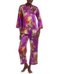 Natori - 2Pc Crysanthe Printed Satin Mandarin Pajama Set - Lyst