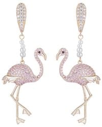 Eye Candy LA - Luxe Collection Pink Flamingo Cubic Zirconia Crystal Drop Earrings - Lyst