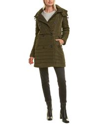French Connection Straight Fit Short Quilted Coat - Green