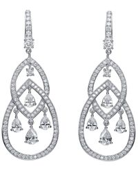 Genevive Jewelry - Platinum Over Silver Cz Tiered Earrings - Lyst