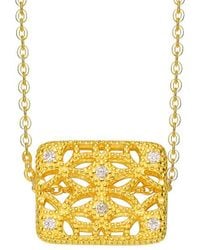 Genevive Jewelry - 14k Plated Cz Classic Necklace - Lyst