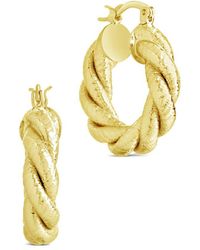 Sterling Forever - 14k Plated Esme Textured Braided Hoops - Lyst