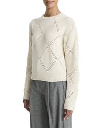 Vince - Textured Argyle Wool Sweater - Lyst