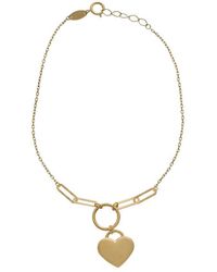 Italian Gold - 10K Mixed Link Heart Adjustable Bracelet - Lyst