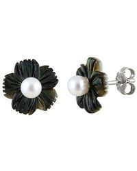 Splendid - Silver 3-.5-4mm Mother-of-pearl Flower Earrings - Lyst