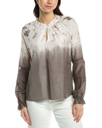 Go> By Go Silk - Go> By Gosilk Attention To Detail Silk Peasant Top - Lyst