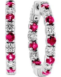 Diana M. Jewels - Fine Jewelry 14k 3.58 Ct. Tw. Diamond & Ruby Hoops - Lyst