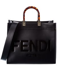 Fendi Sunshine Medium Leather Tote - Black