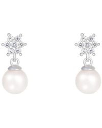 Splendid - 14K 0.28 Ct. Tw. Diamond & 7-7.5Mm Pearl Dangle Earrings - Lyst