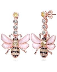 Genevive Jewelry - 18k Rose Gold Vermeil Cz Bee Drop Earrings - Lyst