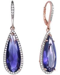 Rachel Glauber - Cz Pear Pop Of Color Drop Earring - Lyst