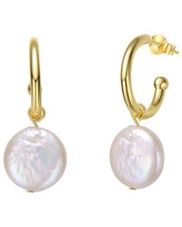 Genevive Jewelry - 14k Over Silver 13mm Pearl Dangle Earrings - Lyst