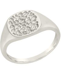 Sterling Forever - Rhodium Plated Hammered Signet Ring - Lyst