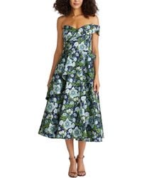 THEIA - Tatum Peplum A-Line Midi Dress - Lyst