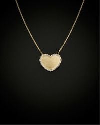 Italian Gold - 14k Two-tone Rimmed Satin Heart Necklace - Lyst