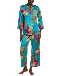 Natori - 2Pc Crysanthe Printed Satin Mandarin Pajama Set - Lyst