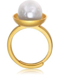 Genevive Jewelry - 14k Over Silver Pearl Ring - Lyst