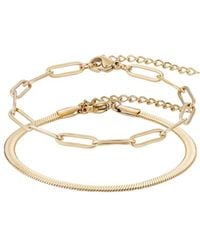 Adornia - 18K Plated Stainless Steel Tarnish-Resistant 2-Chain Bracelet Set - Lyst