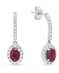 MaxColor - Silver 0.60 Ct. Tw. Genuine Ruby Drop Earrings - Lyst