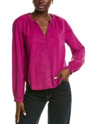 Bella Dahl - Elastic Neck Button Down Shirt - Lyst
