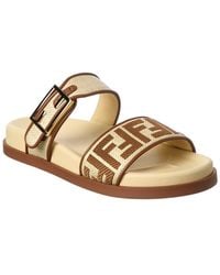 Fendi - Feel Leather & Raffia Sandal - Lyst
