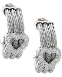 Diamond Select Cuts - Steel 0.09 Ct. Tw. Diamond Cable Earrings - Lyst