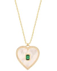 Gabi Rielle - Modern Touch Collection 14k Over Silver Pearl Cz Love Necklace - Lyst