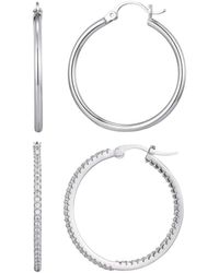 Adornia - Plated Cz Infinity & Plain Hoop Earrings Set - Lyst