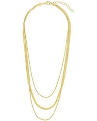 Sterling Forever - 14k Plated Everly Layered Herringbone Chain Necklace - Lyst