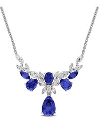 Rina Limor - 14K 10.59 Ct. Tw. Lab-Grown Diamond & Lab-Grown Sapphire Cluster Necklace - Lyst