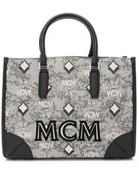MCM - Black Monogram Jacquard Small Tote (authentic Pre-loved) - Lyst