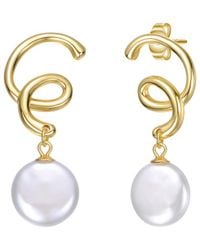 Genevive Jewelry - 14k Over Silver Pearl Drop Earrings - Lyst